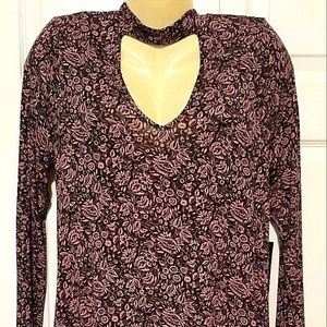 EXPRESS DRESS Large L Black Pink Floral
